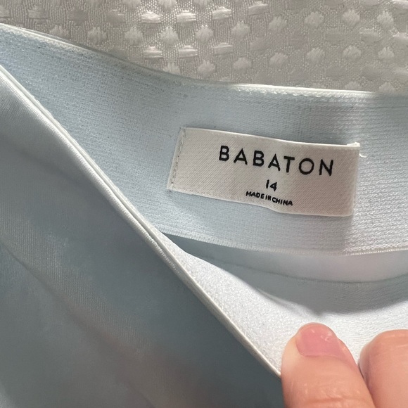 Aritzia Babaton Mini Satin Slip Skirt Fluid Blue Size 14 - Picture 4 of 5